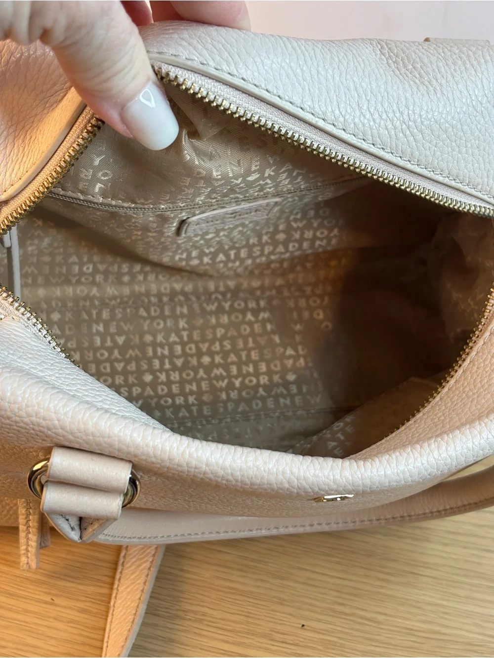 Kate Spade Grant Park Hadley Cream Pebbled Leather Satchel